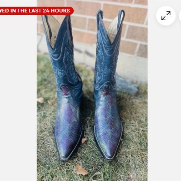 Men's Corral Exotic Python Cowboy Boots Snip Toe Blue Multi Color Sz 10 EE - Picture 2 of 11